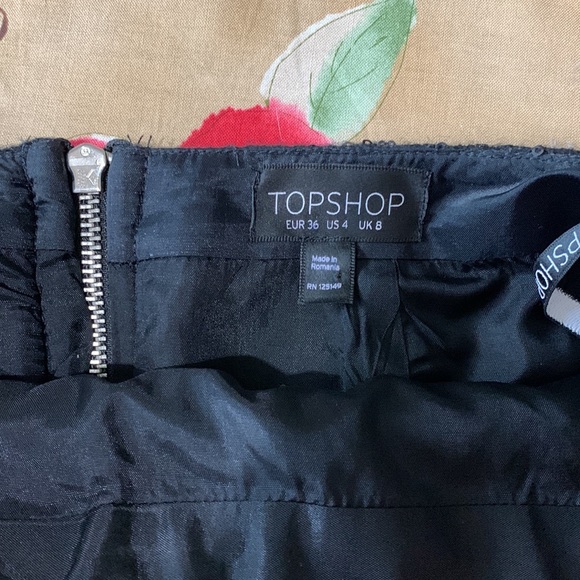 Topshop Mini Skirt, Sequins, Black, Size 4 - Picture 3 of 7
